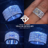 nhẫn nam vàng trắng 10k kim cương moissanite toàn bộ chủ 6.3 mm