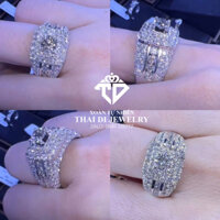 nhẫn nam vàng trắng 10K kim cương moissanite toàn bộ chủ 6.3 mm