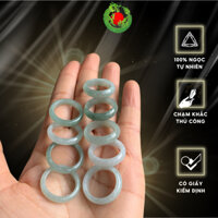 Nhẫn Ngọc Bản Nhỏ Phong Thủy Chất Liệu Ngọc Phỉ Thúy Chạm Khắc Tự Nhiên Jadeite Loại A - Ngọc Thiêng