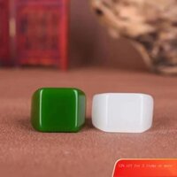 Nhẫn Ngọc Bích Hình Vuông Nhiều Màu Sắc Phong Cách Trung Hoa Cho Nam