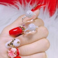 NHẪN NỮ BAẠC TA - NHẪN QUẢ CẦU ĐÁ ĐƯỜNG KÍNH 1,7CM HTJ