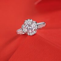 Nhẫn nữ bạc 925 đính kim cương nhẫn tạo Moissanite cao cấp kiểm định GRA trang sức bạc nữ sang trọng