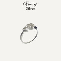 Nhẫn nữ bạc 950 Quincy Silver 3 trái tim đính đá xinh xắn
