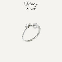 Nhẫn nữ bạc 950 Quincy Silver ngôi sao và hột tròn xinh xắn lấp lánh