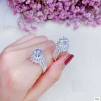 Nhẫn nữ bạc ta, nhẫn hoa sen bản to, đính nhiều đá chắc chắn, và ôm tay