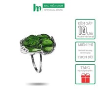 Nhẫn Nữ Bạc - Tỳ Hưu Đá Xanh - Bảo Hành Vĩnh Viễn  Hàng Chính Hãng  Bạc Hiểu Minh NU455X