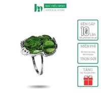 Nhẫn Nữ Bạc Tỳ Hưu Đá Xanh Chính Hãng BẠC HIỂU MINH NU455X