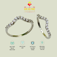Nhẫn nữ bạc xi bạch kim 1 hàng hột kiểu cong, Nhẫn bạc nữ đeo ngón út đẹp, Nhẫn ngón cái nhỏ, Nhẫn ngón trỏ - KIMLOCPHAT