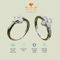 Nhẫn nữ bạc xi bạch kim cỏ 4 lá, Nhẫn bạc nữ đeo ngón út đẹp, Nhẫn ngón cái nhỏ, Nhẫn ngón trỏ - KIMLOCPHAT