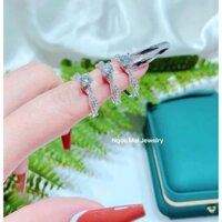 Nhẫn nữ bạc xinh đá chủ 6ly viền đá bện xinh xắn lên tay xinh xỉu - Ngọc Mai Jewelry