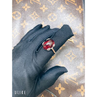 Nhẫn nữ đá đỏ mạ vàng trắng Nhật, bền màu