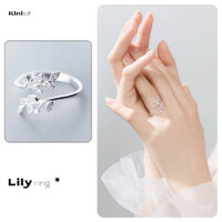 Nhẫn nữ duyên dáng mạ bạc hình chiếc lá Lily Ring
