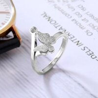 Nhẫn nữ hình bướm phun cát Freesize (trắng) WNH503T
