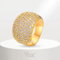 Nhẫn Nữ Hip Hop Thời Trang Vnox Punk, Bộ Mạ Vàng 18K Nhẫn Zircon Cubic Quà Cưới Cho Bạn Gái Và Vợ