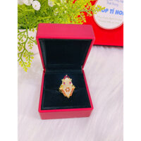 nhẫn nữ kiểu con cóc ngậm đá đỏ xi vàng 18 mẫu mới về