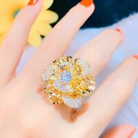 Nhẫn nữ kiểu hoa xoáy màu vàng 18 cao cấp