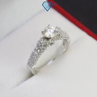 Nhẫn nữ kim cương Moissanite 5.0mm hình nơ xinh xắn, kiểm định GRA xi bạch kim sang trọng NNM0022 - Trang Sức TNJ