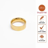 Nhẫn nữ Large Sleek JESMEE chất liệu Titanium mạ vàng 18K unisex trơn bản lớn - R3513