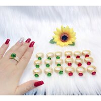 Nhẫn nữ mạ vàng 18k đá màu