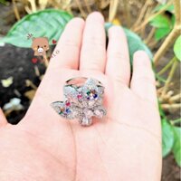 Nhẫn Nữ Mạ Vàng Trắng Hình Bướm Đính Đá Cao Cấp - Đeo Lộng Lẫy Y Nhẫn Thật Lokalo 28.10.22