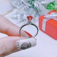 Nhẫn nữ mặt đá nhỏ cao chất liệu bạc s925 MS68a - Đỏ - 16