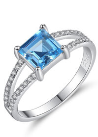 Nhẫn nữ nhẫn bạc nữ đính đá topaz xanh tự nhiên cao cấp N2412 Bảo Ngọc Jewelry