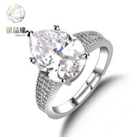 Nhẫn nữ phong cách Hàn Quốc, nhẫn zircon giả kim cương, nhẫn mở zircon thời trang thanh lịch, nhẫn nhẹ nhàng sang trọng, kim cương pha lê năm móng