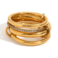 Nhẫn nữ thời trang sáng tạo, nhẫn xếp chồng, nhẫn thép không gỉ vàng bạc, trang sức cho các cô gái