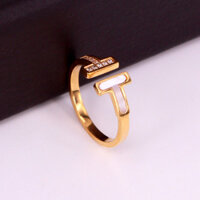 Nhẫn Nữ Tiffany&amp;co Đính Đá Và Xà Cừ Titan Ko Đen TT 4431 - Vàng - 6