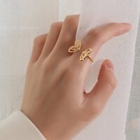 Nhẫn nữ titan thiết kế hình bướm kiểu hở không gỉ
