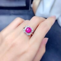 Nhẫn nữ topaz hồng và xanh biển freesize
