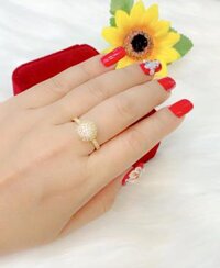 NHẪN NỮ trái châu xoàn dát vàng 18k ẸKP540G - size 8