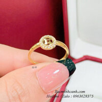 Nhẫn nữ vàng 10k kim tiền viền đá tròn NNU259