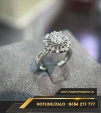 Nhẫn nữ vàng 18k, kim moissanite N019