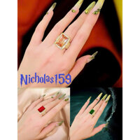 Nhẫn nữ vuông hột to đá nam Phi mạ vàng Nicholas159
