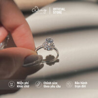 Nhẫn Ổ Đá Cao 4 Trấu Đài Hoa Lấp Lánh Thân Phối Đá Sợi Bạc - Trang Sức Bạc The Wing Silver