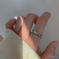 Nhẫn phong cách rừng siêu tiên INS Hàn Quốc, nhẫn mở hình bướm cho phụ nữ, xu hướng niche tinh tế
