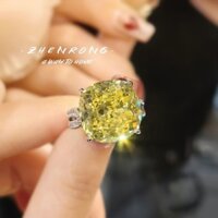 Nhẫn quá khổ Hao Kẻ Sọc Ngỗng Vàng Béo Vuông Nhẫn Nữ