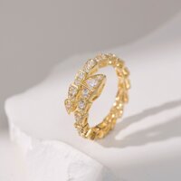 Nhẫn Rắn Vàng Có Thể Điều Chỉnh Cho Nữ – Nhẫn Mở Mạ Vàng 18K Đính Đá Cubic Zirconia – Trang Sức Thời Trang, Quà Tặng Tuyên Bố Cho Bạn Gái, Thiết Kế Thanh Lịch & Dainty