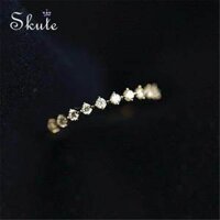 ❤Nhẫn Ren Dễ Thương Pha Lê Skute Nhẫn Mỏng Hình Tròn Đơn Giản Trang Sức Nữ Vàng 14K