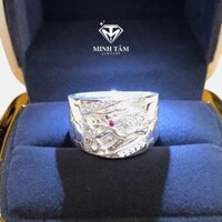 Nhẫn Rồng bạc ta cho nam, Nhẫn nam bạc in đầu Rồng Minh Tâm Jewelry