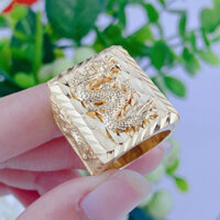 Nhẫn Rồng Nam Mặt Vuông Có Lót Lòng Mạ Vàng 18k Bền Đẹp, Sang Trọng, Đẳng Cấp