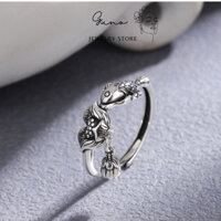 nhẫn sen liên hoa cá nhỏ thanh tao bạc cao cấp 925 _gunojewelry