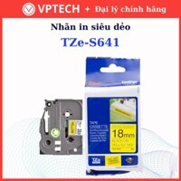 Nhãn siêu dính chống nước chịu nhiệt Brother TZE-S641 / Chữ đen, nền vàng / Khổ 18MM - Hàng chính hãng