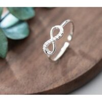 Nhẫn số 8 bạc ta gắn đá trắng nhỏ [Bạc Thật 100%]