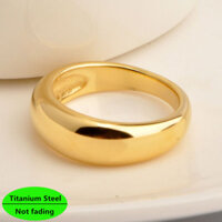 Nhẫn thép titan Colorfast Nam Nữ Bóng Top Đáy Rộng Vòng hẹp