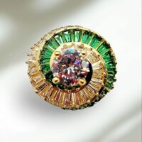 Nhẫn thiết kế cao cấp,  nhẫn đá hột chấu cao dáng xoàn,  nhẫn baguette xoắn màu sang trọng.