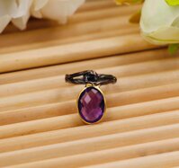 Nhẫn thiết kế đính đá Amethyst  Turkish Handcrafted - 17.3mm