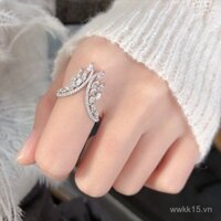 Nhẫn thiết kế thời trang cao cấp phong cách Ins, mạ PT950 bạch kim, hình marquise lớn, hình chữ V, đầy đủ kim cương và zircon.