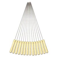 [Nhãn thịt nướng] Nhãn nướng, cán gỗ inox, xiên thịt cừu, dụng cụ nướng, dụng cụ xiên, phụ kiện xiên sắt, nhãn tròn, kim nướng